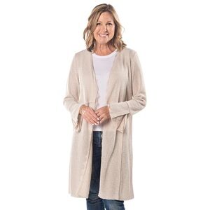 Linda Anderson Duster Cardigan Sweater with Lace Detail